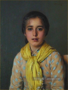  Matteo Peintre - Fille avec une châle jaune femme Vittorio Matteo Corcos